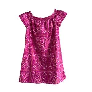 Vineyard Vines Womens Small Off Shoulder Pink White Mini Dress